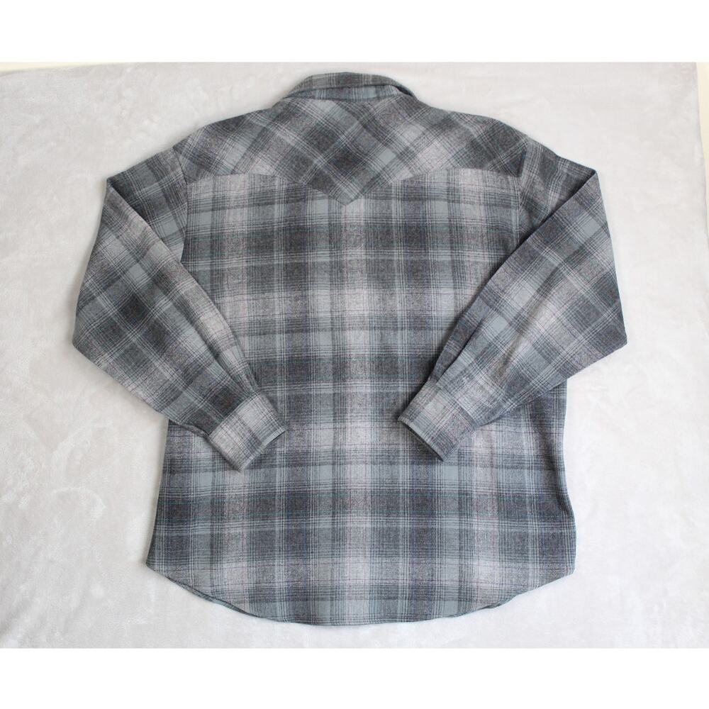 Vintage Pendleton Wool Shirt Mens XL Gray Shadow Plaid Pearl Snap Western - Picture 2 of 9